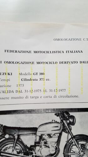 Suzuki GT 380 1975-77 scheda omologazione FMI Derivate di Serie …