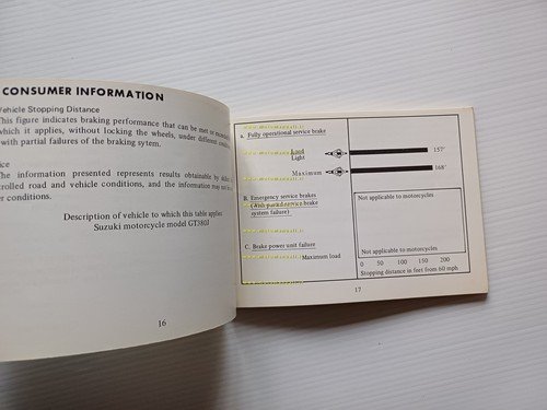 Suzuki GT 380 J 1971-72 manuale uso manutenzione libretto inglese …