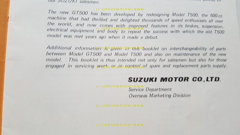 Suzuki GT 500 A TECHNICAL BULLETIN 1975 manuale officina originale