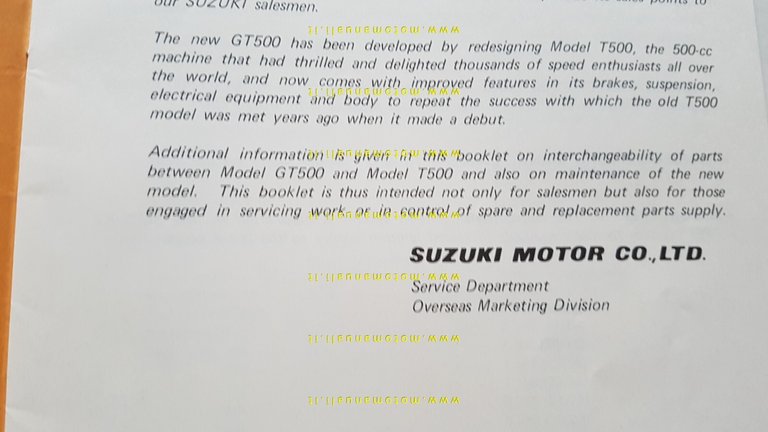 Suzuki GT 500 A TECHNICAL BULLETIN 1975 manuale officina originale