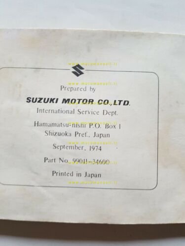 SUZUKI GT 550 1974 manuale uso manutenzione libretto INGLESE originale