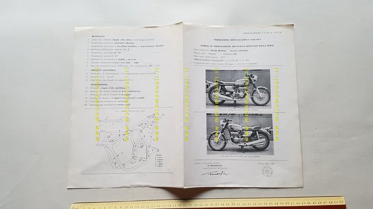 Suzuki GT 550 1975-77 scheda omologazione FMI Derivate di Serie …