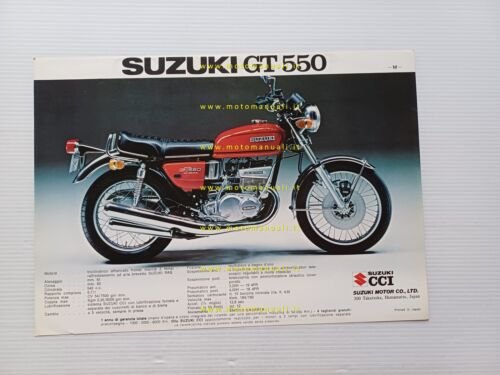 Suzuki GT 550 NGT 380 1975 depliant originale Italiano