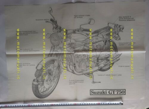 Suzuki GT 750 1971 depliant ITALIANO originale motorcycle brochure