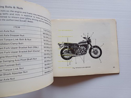 SUZUKI GT 750 J 1971 manuale uso manutenzione INGLESE originale …