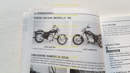 Suzuki GZ 125 MARAUDER 1998 manuale officina ITALIANO originale