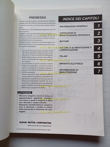 Suzuki GZ 250 1999 manuale officina ITALIANO originale