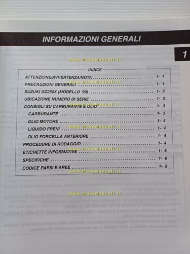 Suzuki GZ 250 1999 manuale officina ITALIANO originale