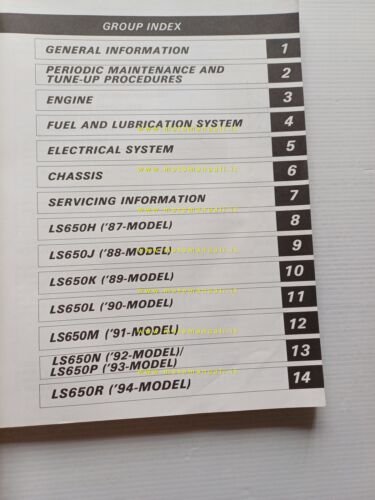 Suzuki LS 650 modelli 1986-94 manuale officina INGLESE originale SERVICE …