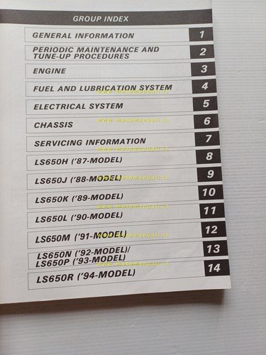 Suzuki LS 650 modelli 1986-94 manuale officina INGLESE originale SERVICE …