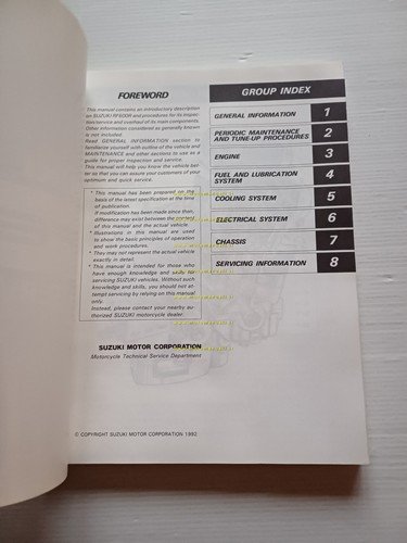 Suzuki RF 600 R 1993 manuale officina riparazione originale TESTO …