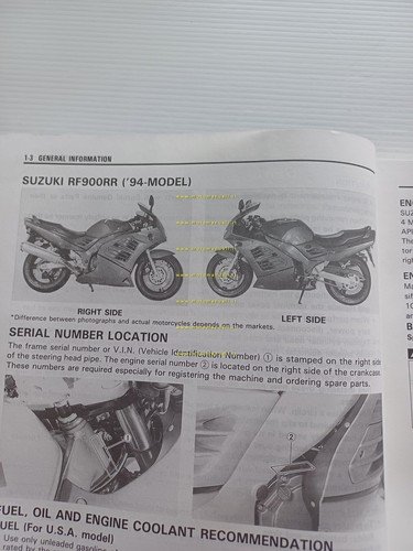 Suzuki RF 900 R 1994 manuale officina INGLESE originale WORKSHOP …
