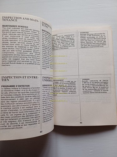 SUZUKI RG 125 1985 manuale uso manutenzione libretto originale inglese