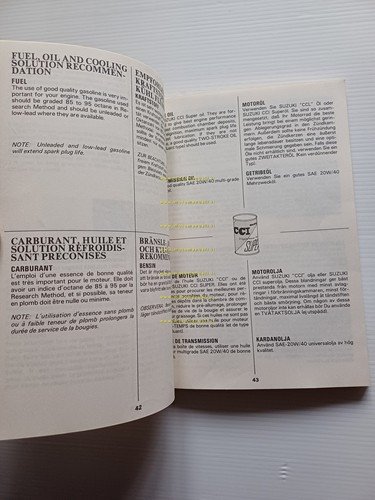 SUZUKI RG 125 1985 manuale uso manutenzione libretto originale inglese