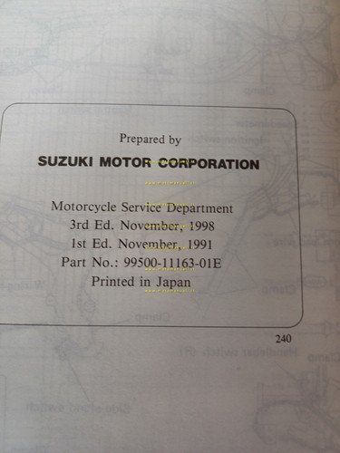 Suzuki RG 125 F modelli 1991-1999 manuale officina INGLESE originale