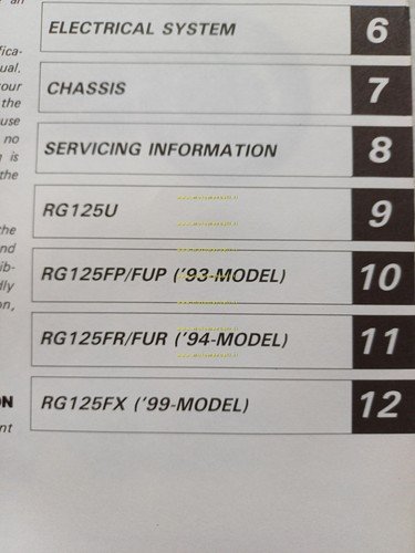 Suzuki RG 125 F modelli 1991-1999 manuale officina INGLESE originale