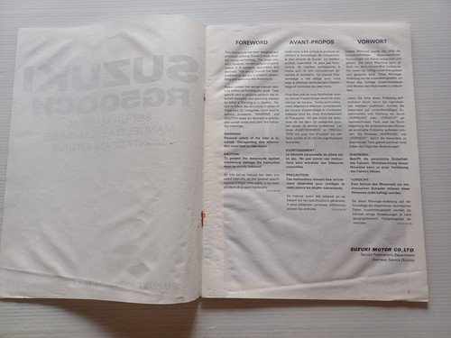 Suzuki RG 500 CH Gamma 1986-87 manuale assemblaggio officina originale