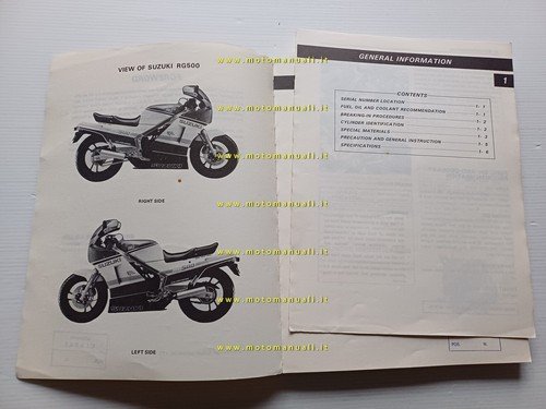 SUZUKI RG 500 GAMMA 1985-87 manuale officina INGLESE originale workshop …