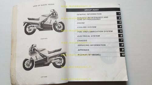 SUZUKI RG 500 GAMMA 1985-87 manuale officina INGLESE originale workshop …
