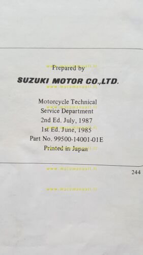 SUZUKI RG 500 GAMMA 1985-87 manuale officina INGLESE originale workshop …