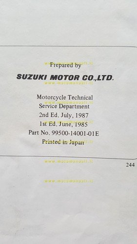 SUZUKI RG 500 GAMMA 1985-87 manuale officina INGLESE originale workshop …