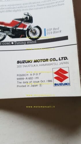 Suzuki RG 500 GAMMA 1986 depliant INGLESE originale