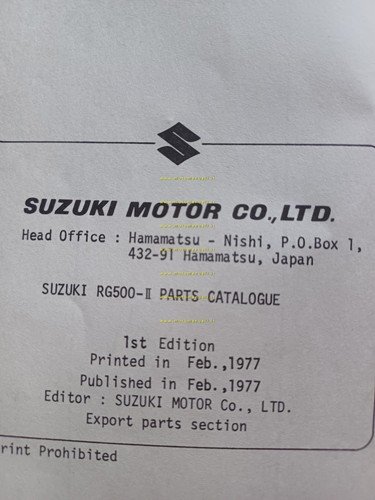 Suzuki RG 500 II GP 1977 catalogo ricambi originale Spare …