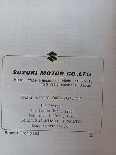 Suzuki RG 500 VI GP 1981 catalogo ricambi originale Spare …