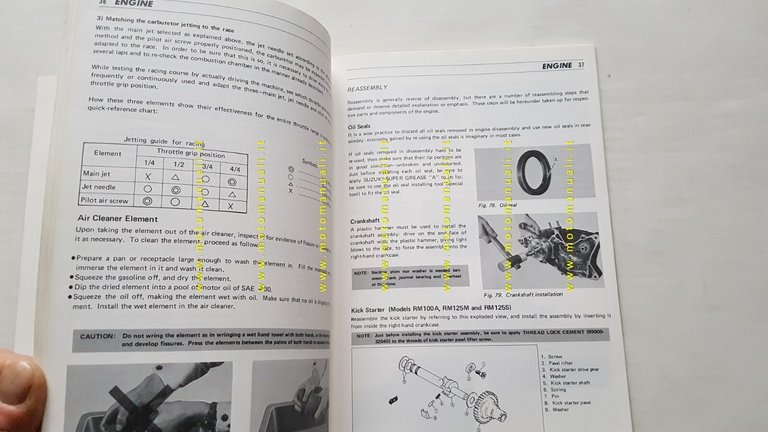 Suzuki RM 100-RM 125 M-S-A 1976 manuale officina INGLESE originale …