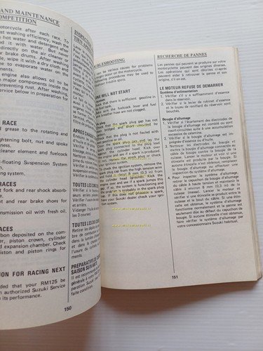 Suzuki RM 125 1982-83 Cross manuale uso manutenzione originale