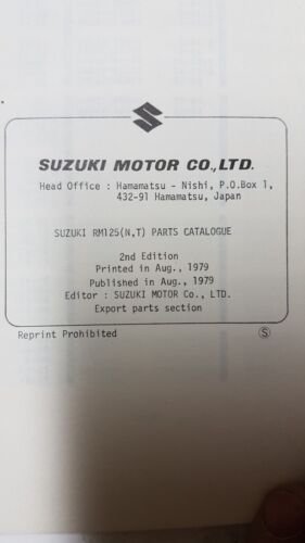 SUZUKI RM 125 N-T 1979 cross catalogo ricambi originale moto …