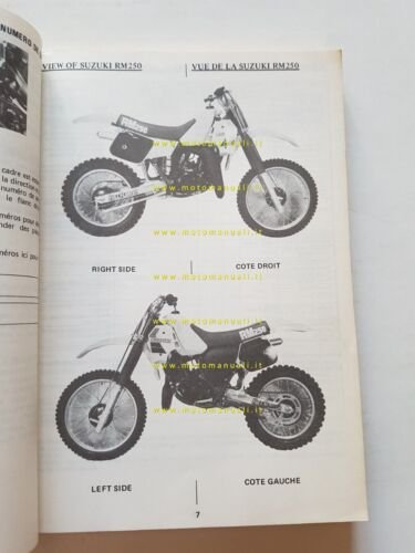 Suzuki RM 250 1983 manuale uso manutenzione originale INGLESE FRANCESE