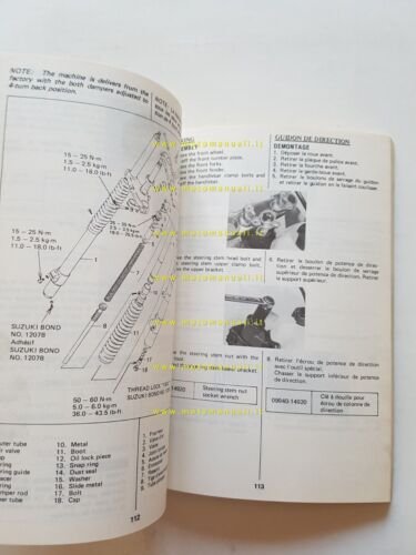 Suzuki RM 250 1983 manuale uso manutenzione originale INGLESE FRANCESE