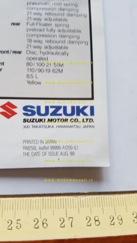 Suzuki RM 250 1989 depliant originale inglese