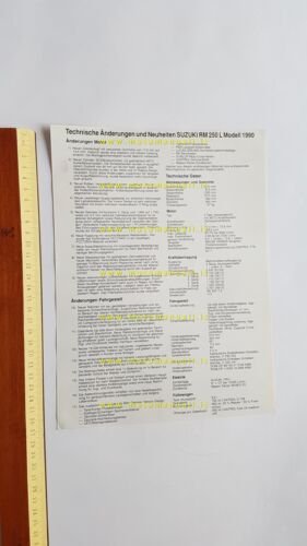 Suzuki RM 250 L 1990 Team Kurz depliant originale TEDESCO