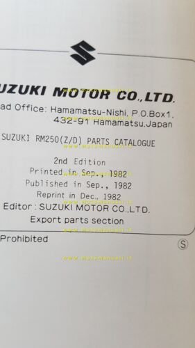 Suzuki RM 250 Z - D Cross 1982-83 catalogo ricambi …
