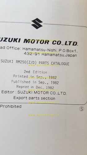 Suzuki RM 250 Z - D Cross 1982-83 catalogo ricambi …