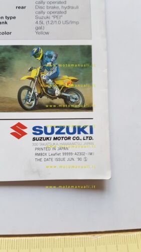 Suzuki RM 80 X 1990 depliant originale inglese