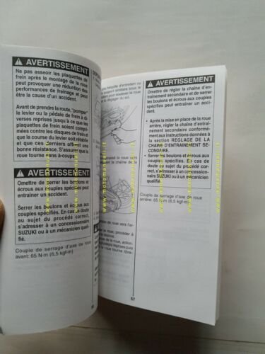 SUZUKI RV 125 2002 manuale uso manutenzione FRANCESE originale