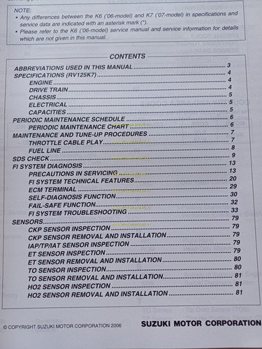 Suzuki RV 125 AGGIORNAMENTO 2006 manuale officina INGLESE originale