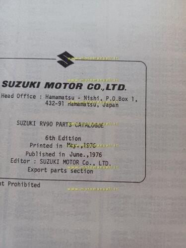 Suzuki RV 90 K-L-M-A-B 1976 catalogo ricambi originale spare parts …