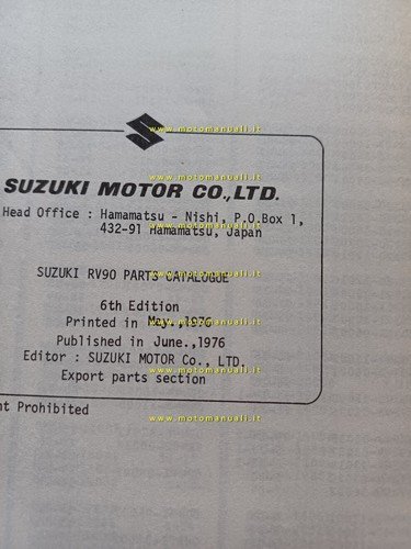 Suzuki RV 90 K-L-M-A-B 1976 catalogo ricambi originale spare parts …