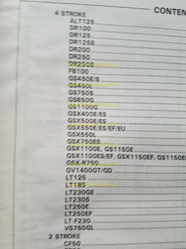 Suzuki Service Data modelli 4 e 2 tempi 1986 manuale …