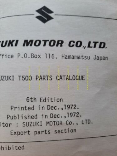 SUZUKI T 500 -II -III -R -J -K 1972 catalogo …