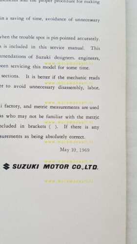 Suzuki T 500 II 1969 manuale officina INGLESE originale Workshop …