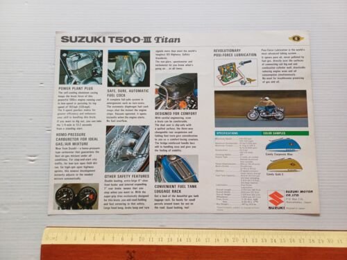 SUZUKI Titan 500 T III 1970 depliant inglese originale