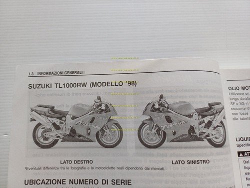 Suzuki TL 1000 R 1998 manuale officina ITALIANO originale