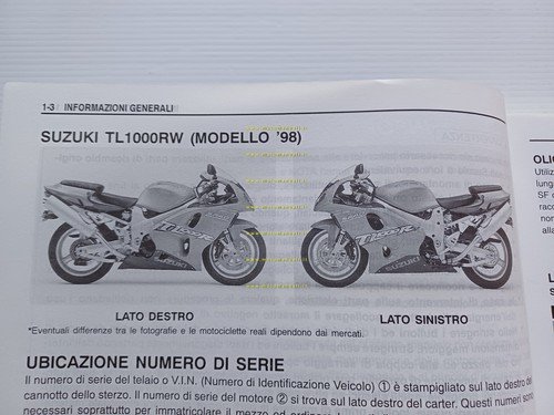 Suzuki TL 1000 R 1998 manuale officina ITALIANO originale