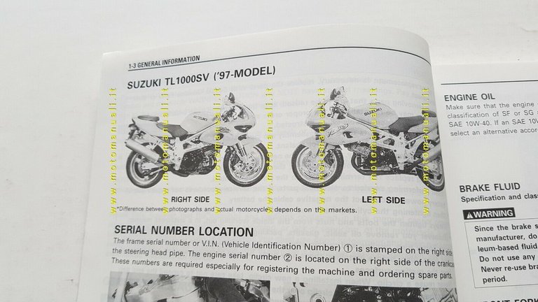 Suzuki TL 1000 S 1997 manuale officina INGLESE originale workshop …