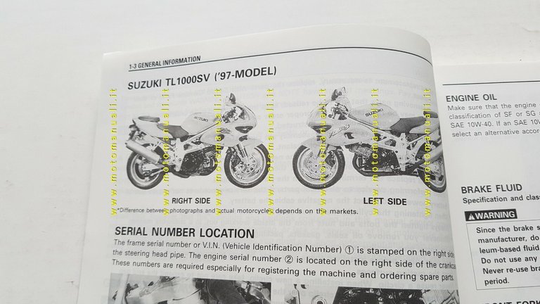 Suzuki TL 1000 S 1997 manuale officina INGLESE originale workshop …